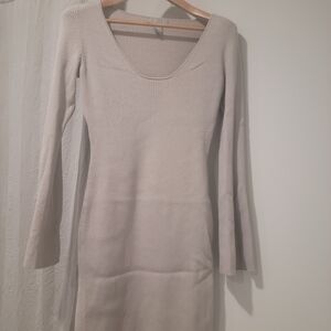 H&M Cream Long Sleeve Knit Dress